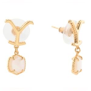 Kendra Scott Gold Plated Dutton MotherofPearl Earrings & Small Jewelry Case NWT